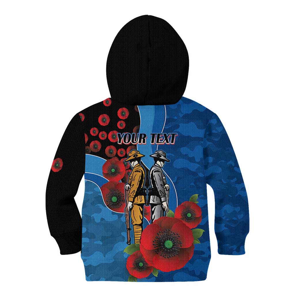 Canterbury-Bankstown Bulldogs ANZAC Personalised Kid Hoodie Lest We Forget Poppy Camo