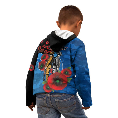 Canterbury-Bankstown Bulldogs ANZAC Personalised Kid Hoodie Lest We Forget Poppy Camo