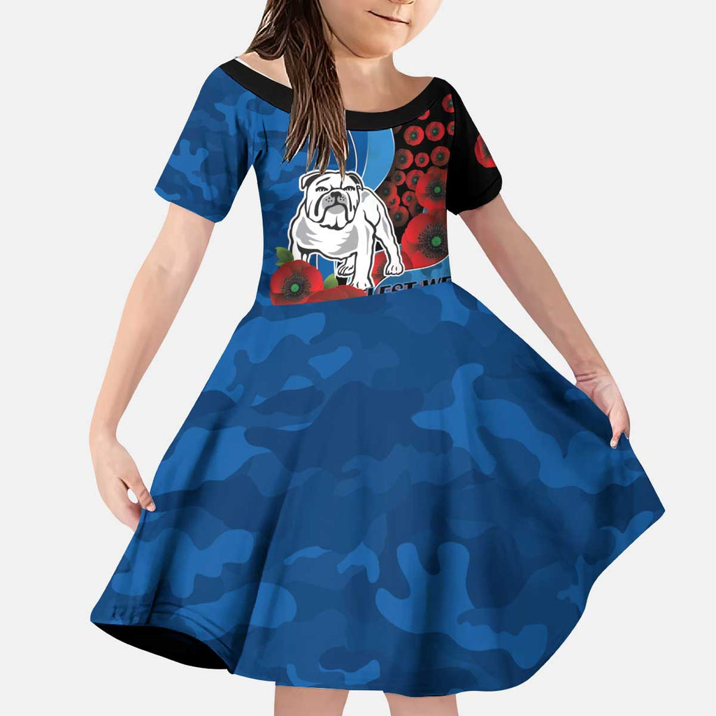 Canterbury-Bankstown Bulldogs ANZAC Personalised Kid Short Sleeve Dress Lest We Forget Poppy Camo