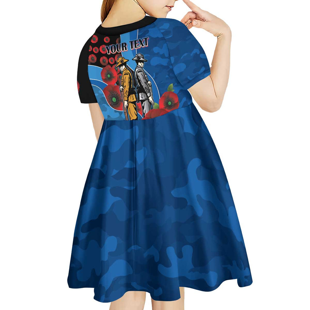 Canterbury-Bankstown Bulldogs ANZAC Personalised Kid Short Sleeve Dress Lest We Forget Poppy Camo