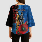 Canterbury-Bankstown Bulldogs ANZAC Personalised Kimono Sleeve Blouse Lest We Forget Poppy Camo