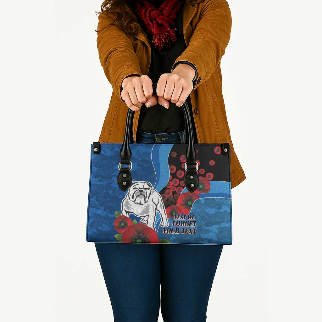 Canterbury-Bankstown Bulldogs ANZAC Personalised Leather Bag Lest We Forget Poppy Camo