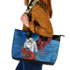 Canterbury-Bankstown Bulldogs ANZAC Personalised Leather Tote Bag Lest We Forget Poppy Camo