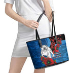 Canterbury-Bankstown Bulldogs ANZAC Personalised Leather Tote Bag Lest We Forget Poppy Camo