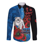 Canterbury-Bankstown Bulldogs ANZAC Personalised Long Sleeve Button Shirt Lest We Forget Poppy Camo