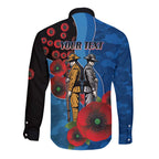 Canterbury-Bankstown Bulldogs ANZAC Personalised Long Sleeve Button Shirt Lest We Forget Poppy Camo