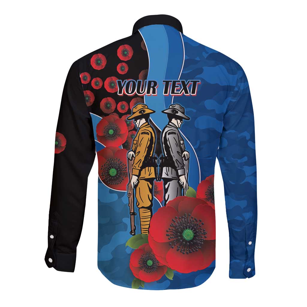 Canterbury-Bankstown Bulldogs ANZAC Personalised Long Sleeve Button Shirt Lest We Forget Poppy Camo