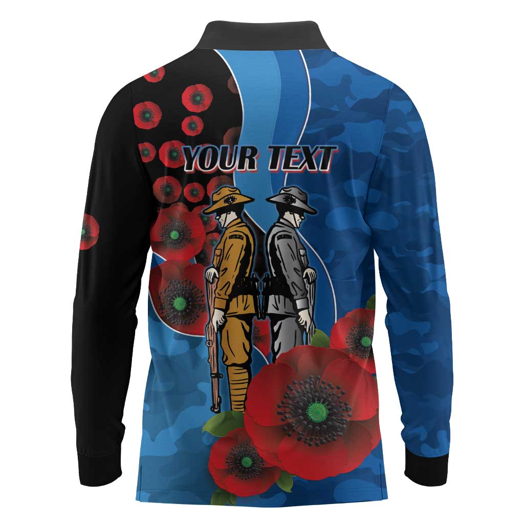 Canterbury-Bankstown Bulldogs ANZAC Personalised Long Sleeve Polo Shirt Lest We Forget Poppy Camo