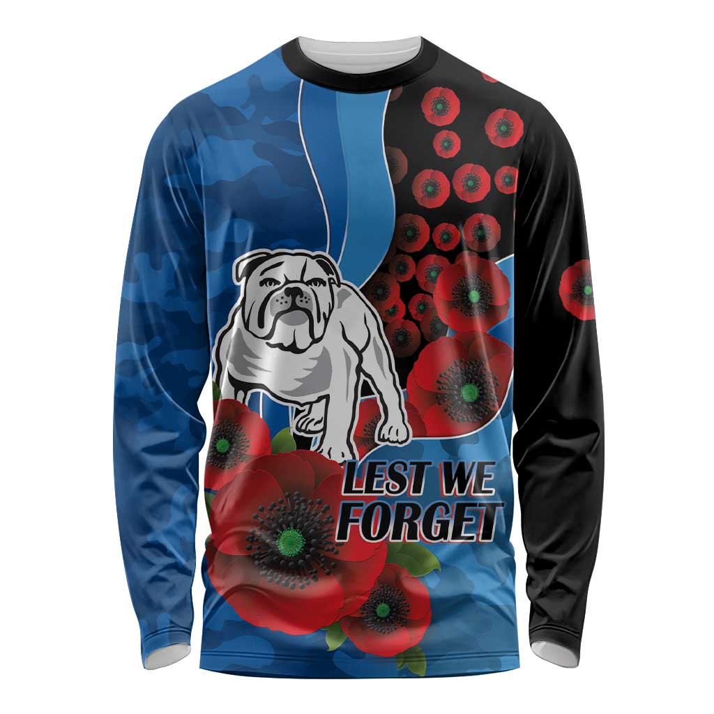Canterbury-Bankstown Bulldogs ANZAC Personalised Long Sleeve Shirt Lest We Forget Poppy Camo