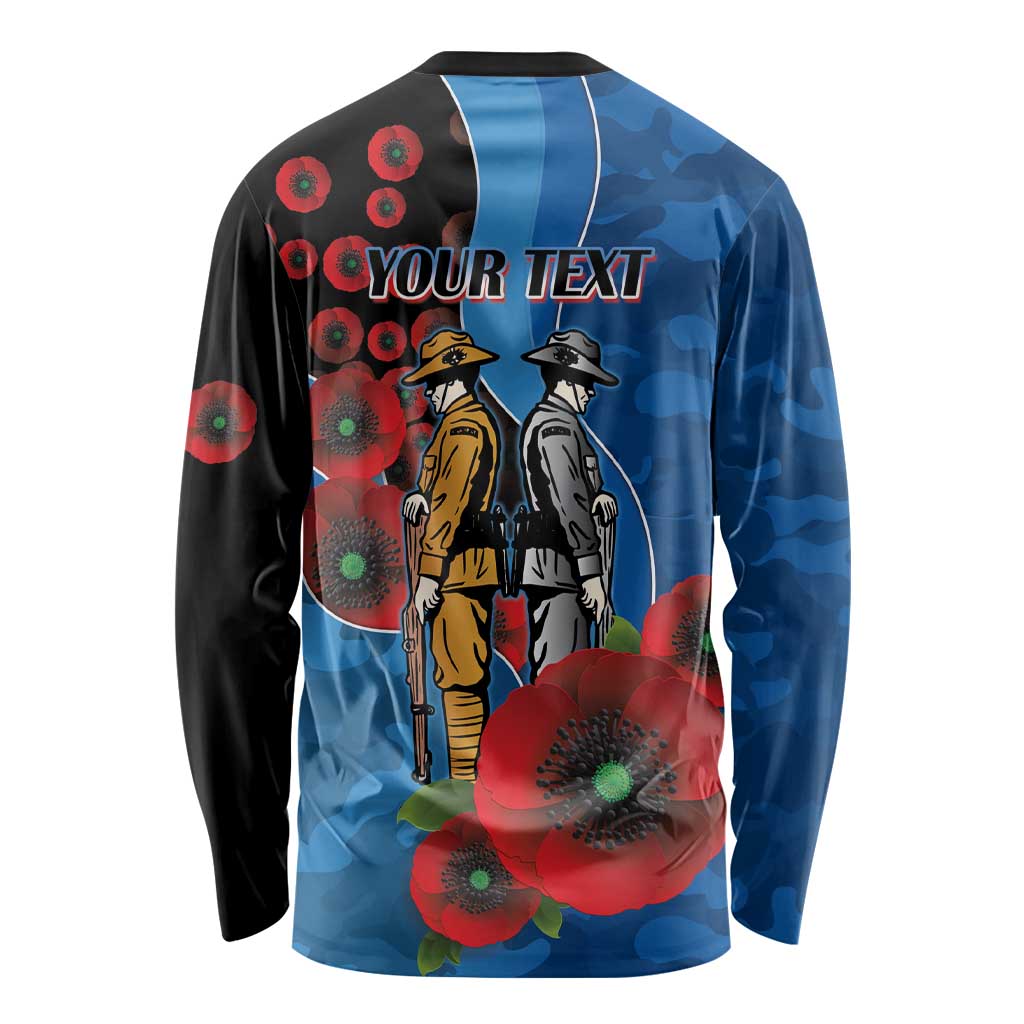 Canterbury-Bankstown Bulldogs ANZAC Personalised Long Sleeve Shirt Lest We Forget Poppy Camo