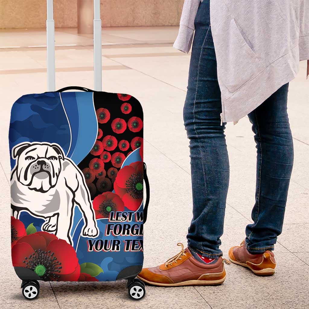 Canterbury-Bankstown Bulldogs ANZAC Personalised Luggage Cover Lest We Forget Poppy Camo