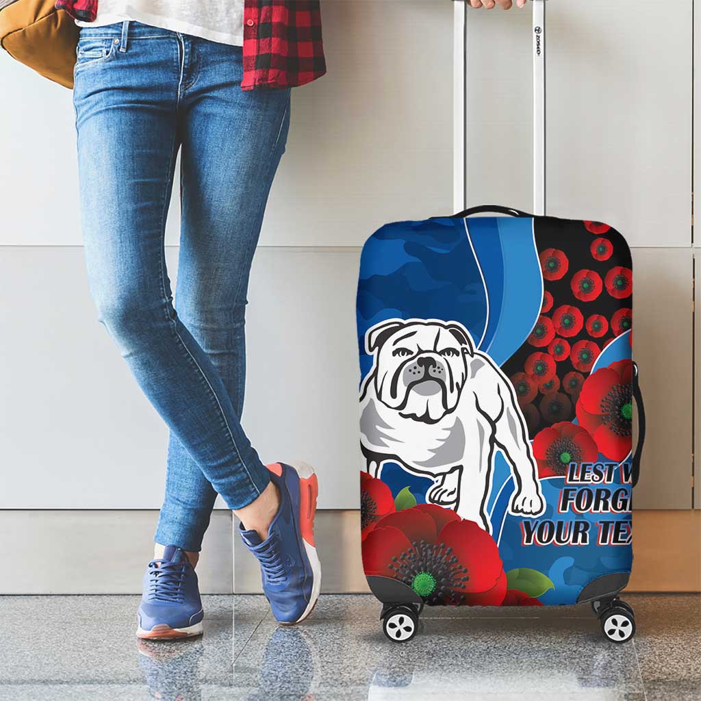 Canterbury-Bankstown Bulldogs ANZAC Personalised Luggage Cover Lest We Forget Poppy Camo