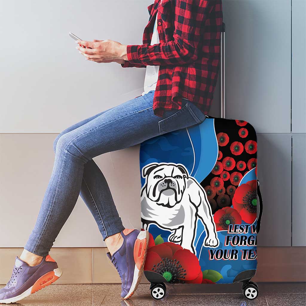 Canterbury-Bankstown Bulldogs ANZAC Personalised Luggage Cover Lest We Forget Poppy Camo