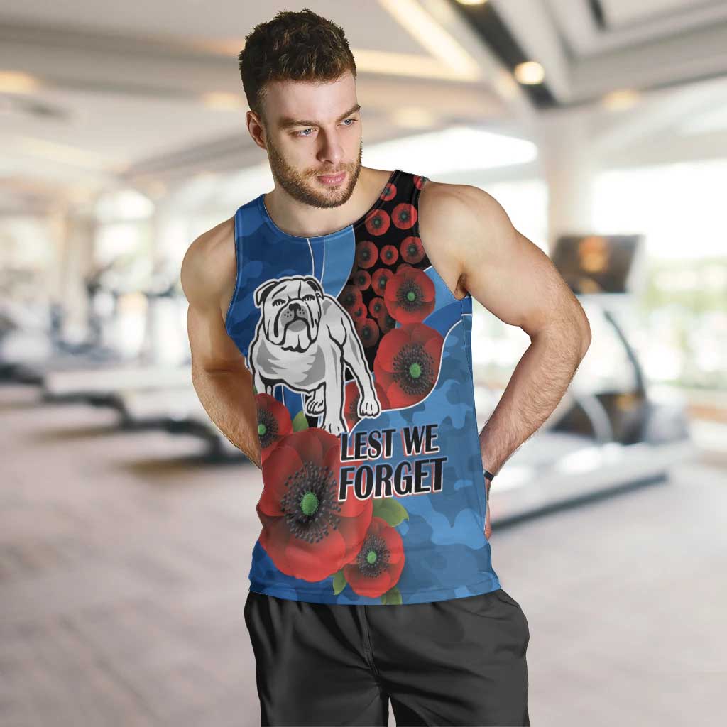 Canterbury-Bankstown Bulldogs ANZAC Personalised Men Tank Top Lest We Forget Poppy Camo