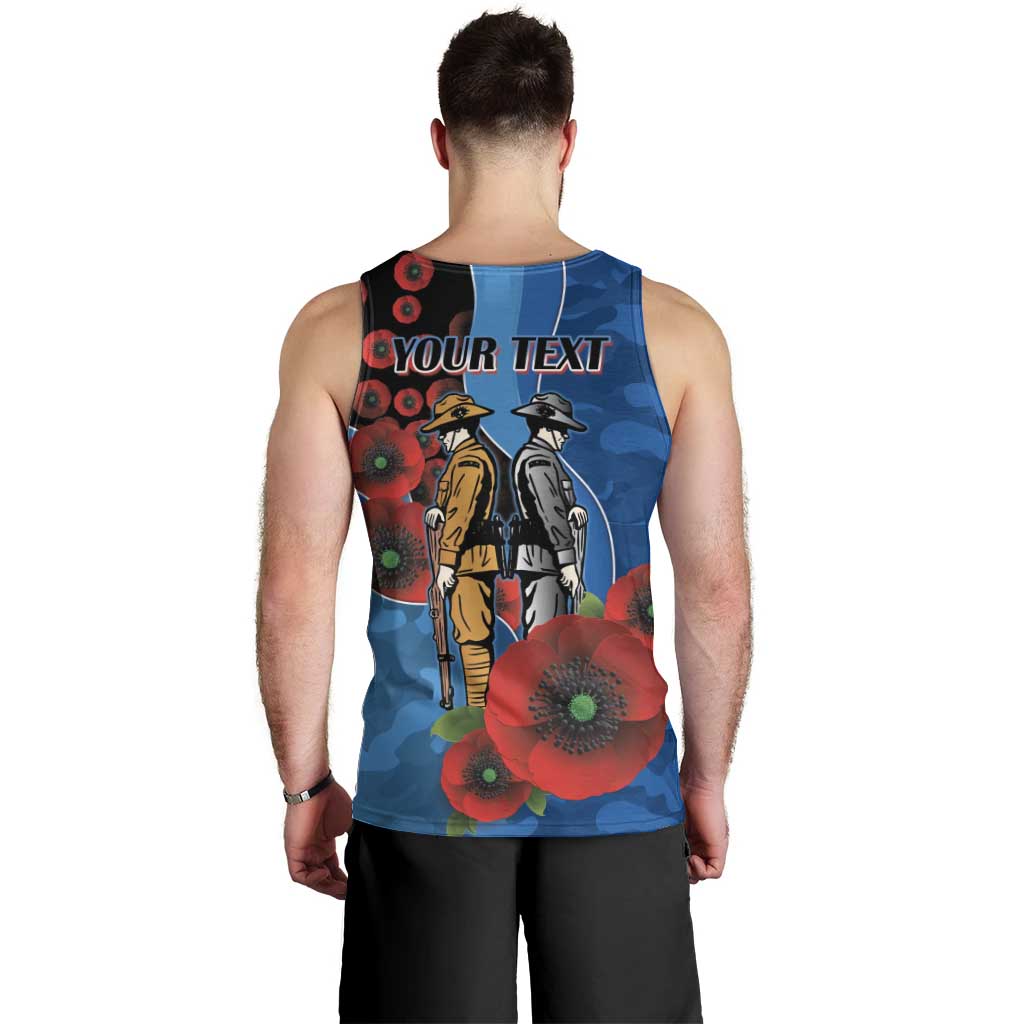 Canterbury-Bankstown Bulldogs ANZAC Personalised Men Tank Top Lest We Forget Poppy Camo