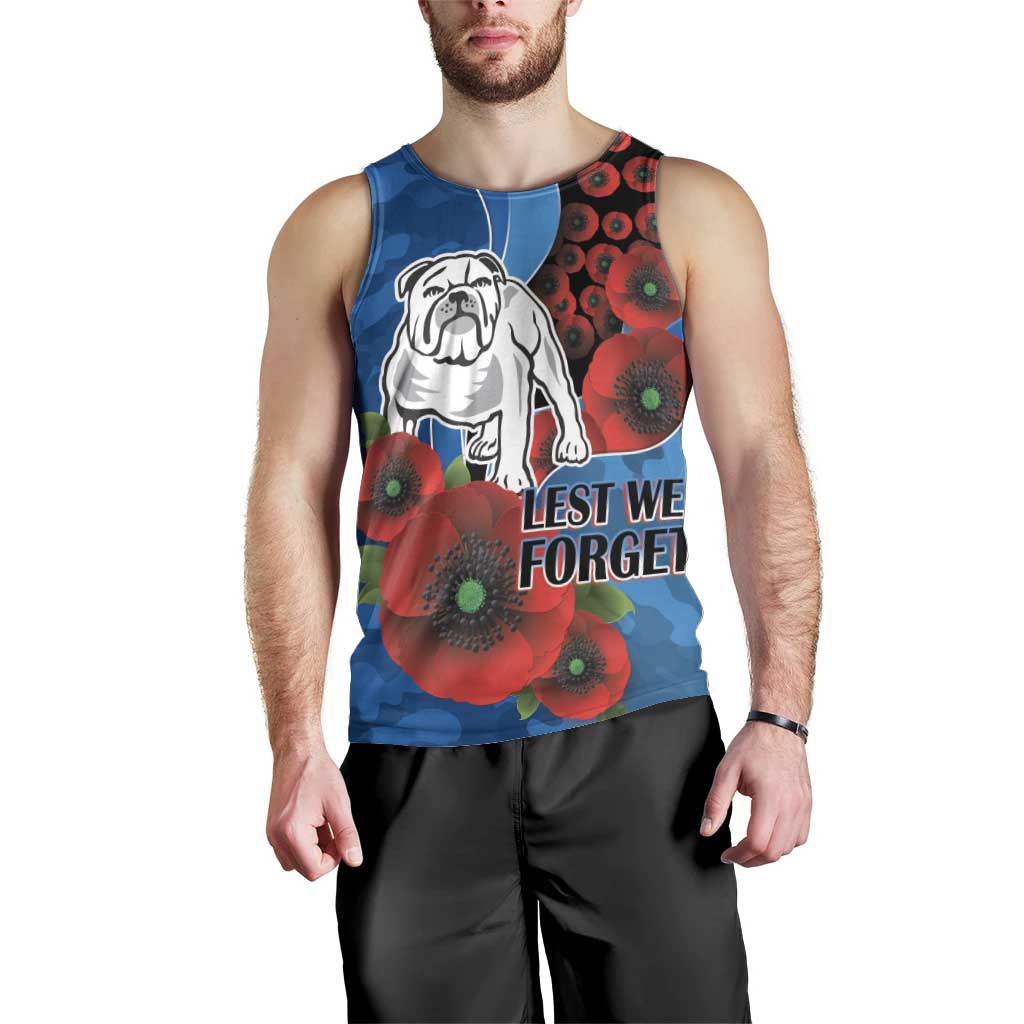 Canterbury-Bankstown Bulldogs ANZAC Personalised Men Tank Top Lest We Forget Poppy Camo
