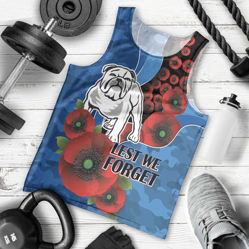 Canterbury-Bankstown Bulldogs ANZAC Personalised Men Tank Top Lest We Forget Poppy Camo