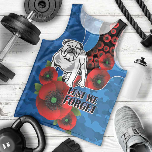 Canterbury-Bankstown Bulldogs ANZAC Personalised Men Tank Top Lest We Forget Poppy Camo