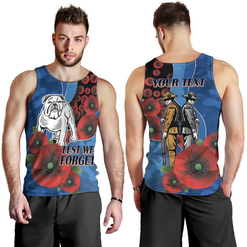 Canterbury-Bankstown Bulldogs ANZAC Personalised Men Tank Top Lest We Forget Poppy Camo