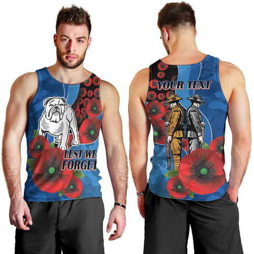 Canterbury-Bankstown Bulldogs ANZAC Personalised Men Tank Top Lest We Forget Poppy Camo
