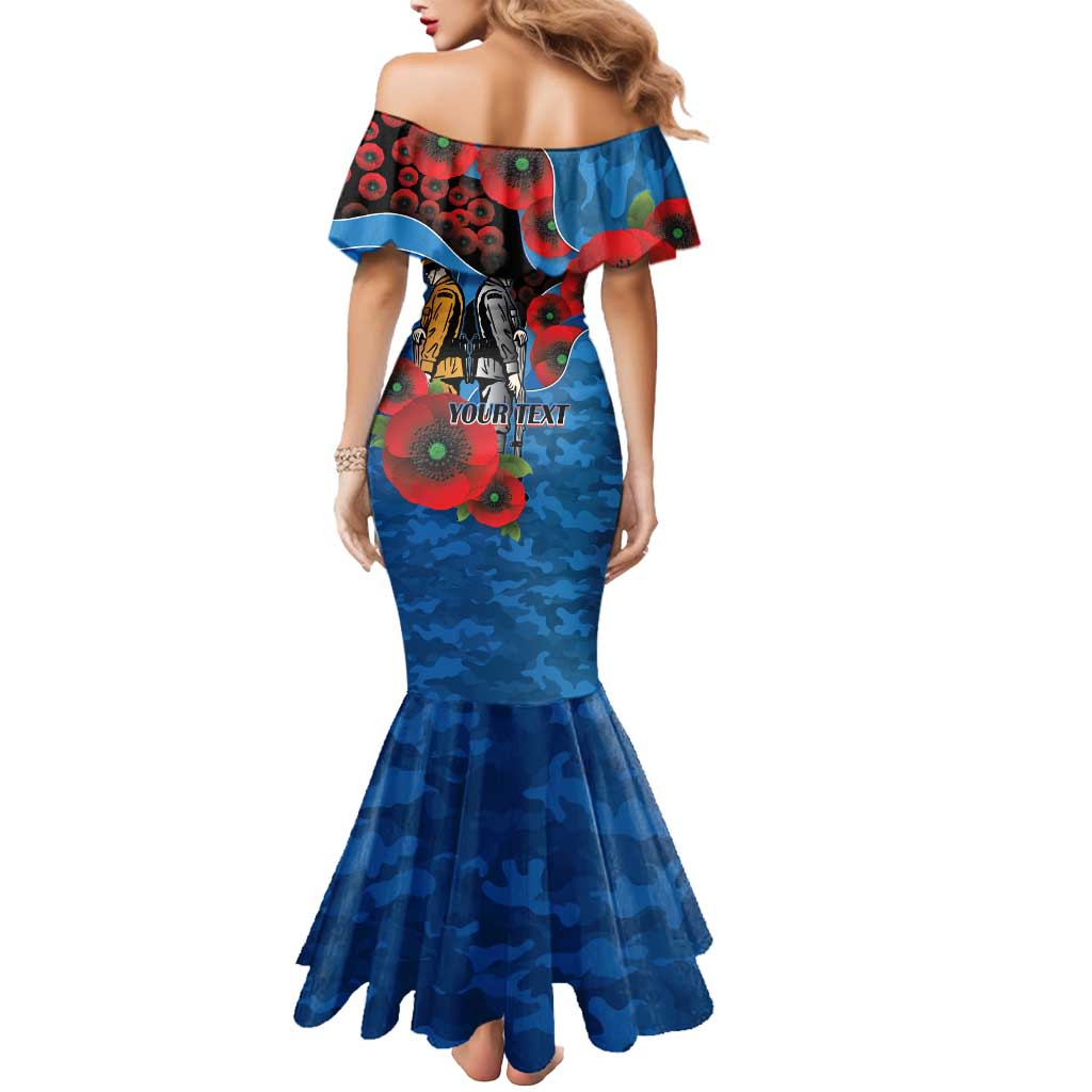 Canterbury-Bankstown Bulldogs ANZAC Personalised Mermaid Dress Lest We Forget Poppy Camo