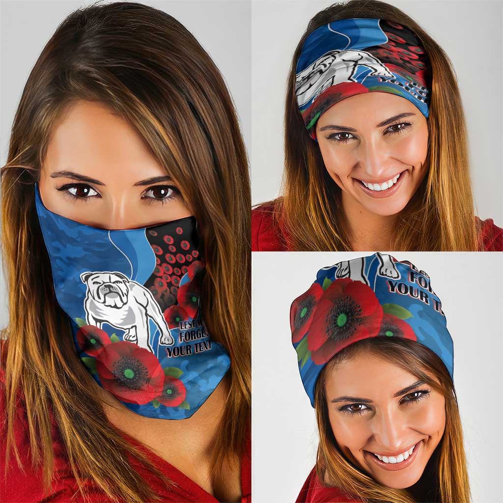 Canterbury-Bankstown Bulldogs ANZAC Personalised Neck Gaiter Lest We Forget Poppy Camo