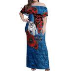 Canterbury-Bankstown Bulldogs ANZAC Personalised Off Shoulder Maxi Dress Lest We Forget Poppy Camo