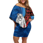 Canterbury-Bankstown Bulldogs ANZAC Personalised Off Shoulder Short Dress Lest We Forget Poppy Camo