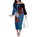Canterbury-Bankstown Bulldogs ANZAC Personalised Off The Shoulder Long Sleeve Dress Lest We Forget Poppy Camo