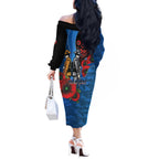 Canterbury-Bankstown Bulldogs ANZAC Personalised Off The Shoulder Long Sleeve Dress Lest We Forget Poppy Camo
