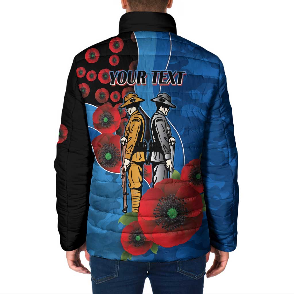 Canterbury-Bankstown Bulldogs ANZAC Personalised Padded Jacket Lest We Forget Poppy Camo