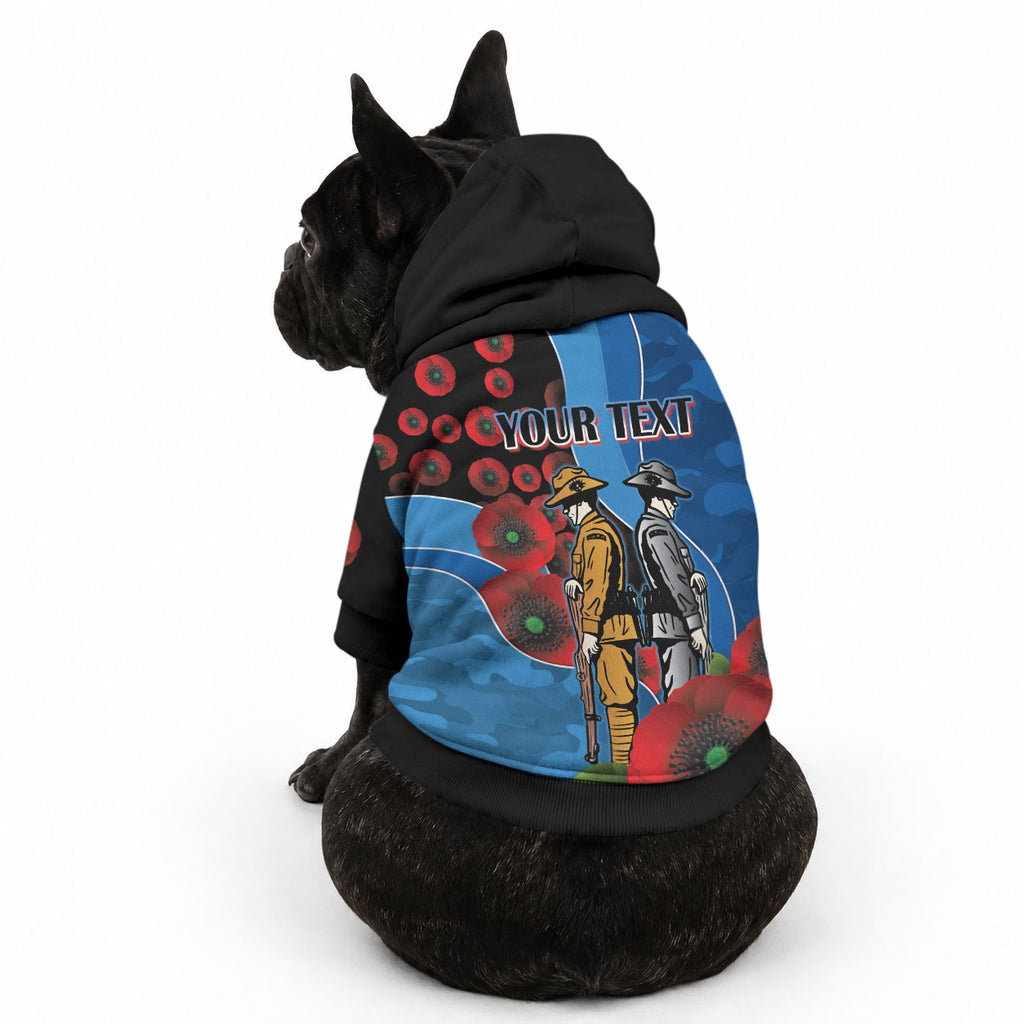 Canterbury-Bankstown Bulldogs ANZAC Personalised Pet Hoodie Lest We Forget Poppy Camo