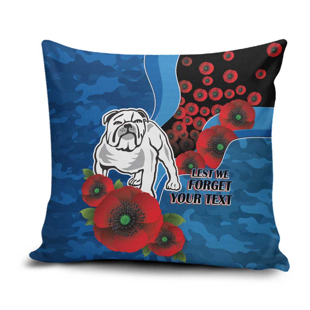 Canterbury-Bankstown Bulldogs ANZAC Personalised Pillow Cover Lest We Forget Poppy Camo