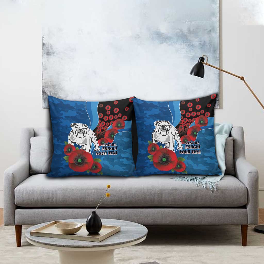 Canterbury-Bankstown Bulldogs ANZAC Personalised Pillow Cover Lest We Forget Poppy Camo