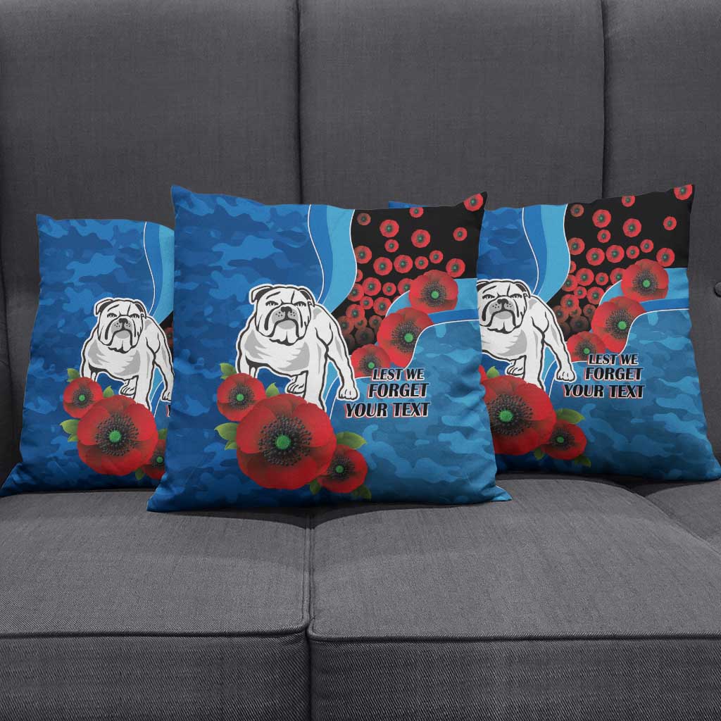 Canterbury-Bankstown Bulldogs ANZAC Personalised Pillow Cover Lest We Forget Poppy Camo