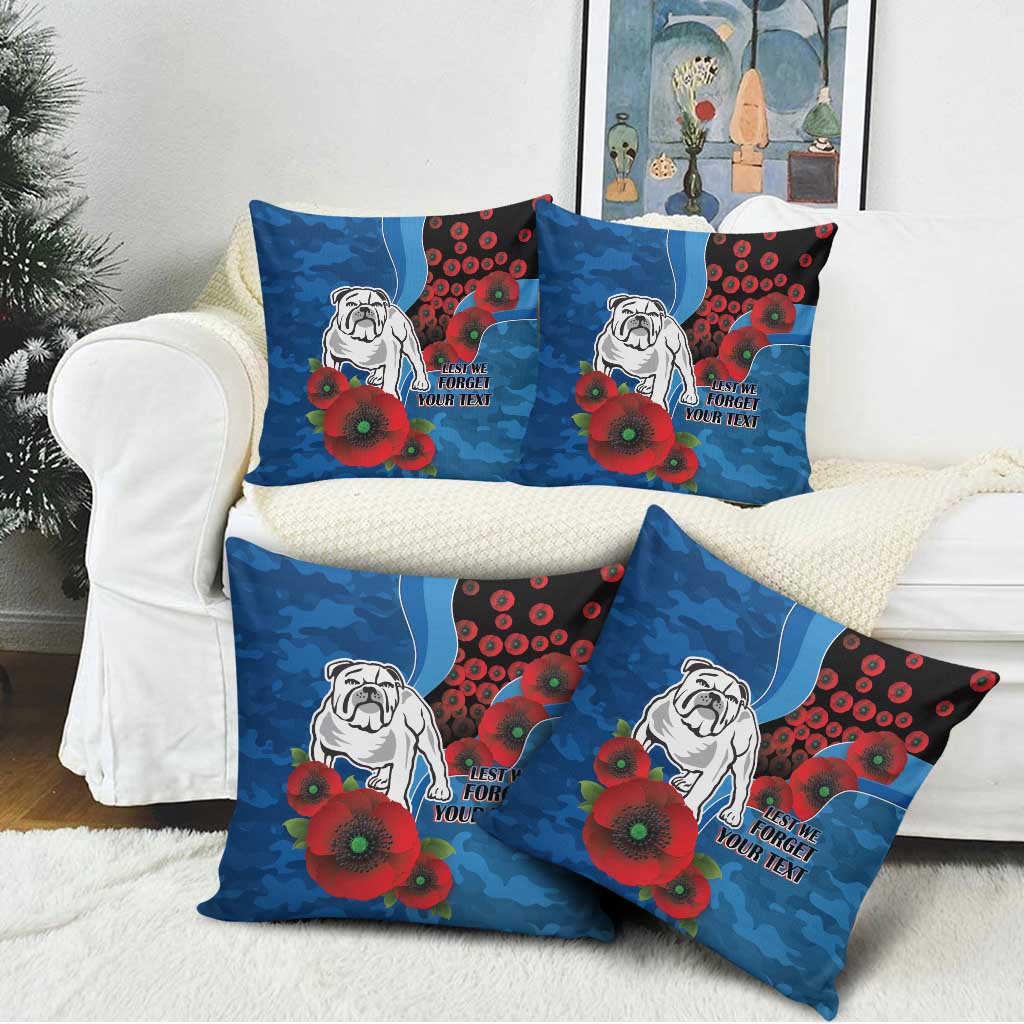 Canterbury-Bankstown Bulldogs ANZAC Personalised Pillow Cover Lest We Forget Poppy Camo