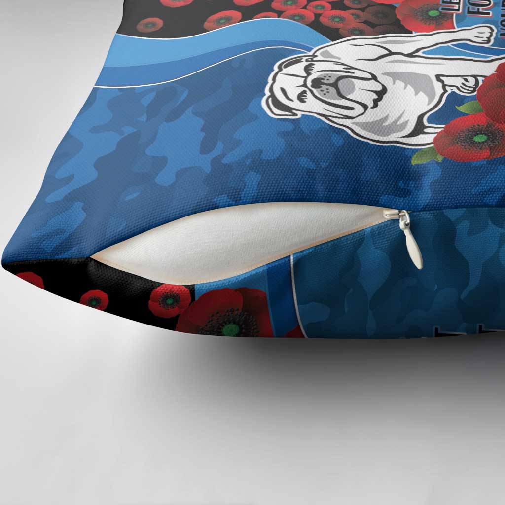 Canterbury-Bankstown Bulldogs ANZAC Personalised Pillow Cover Lest We Forget Poppy Camo