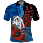 Canterbury-Bankstown Bulldogs ANZAC Personalised Polo Shirt Lest We Forget Poppy Camo