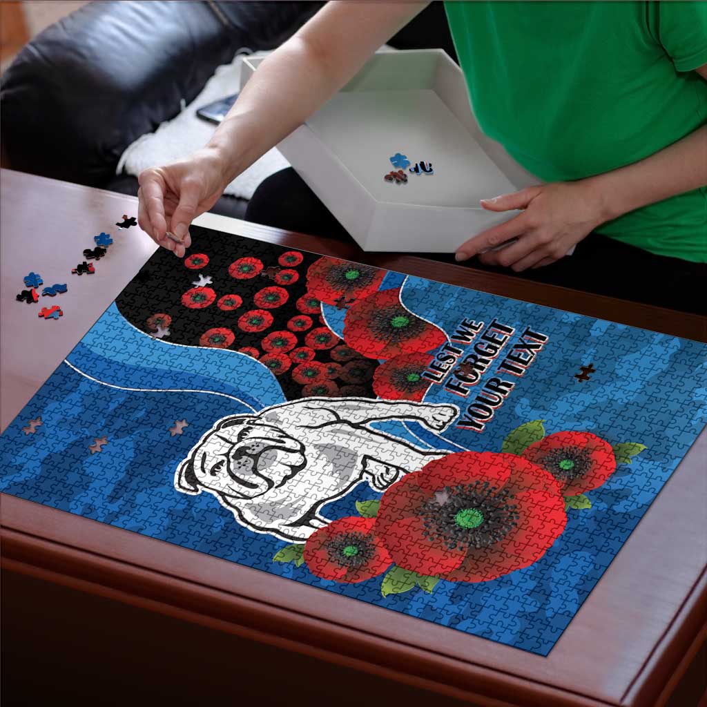 Canterbury-Bankstown Bulldogs ANZAC Personalised Puzzle Lest We Forget Poppy Camo