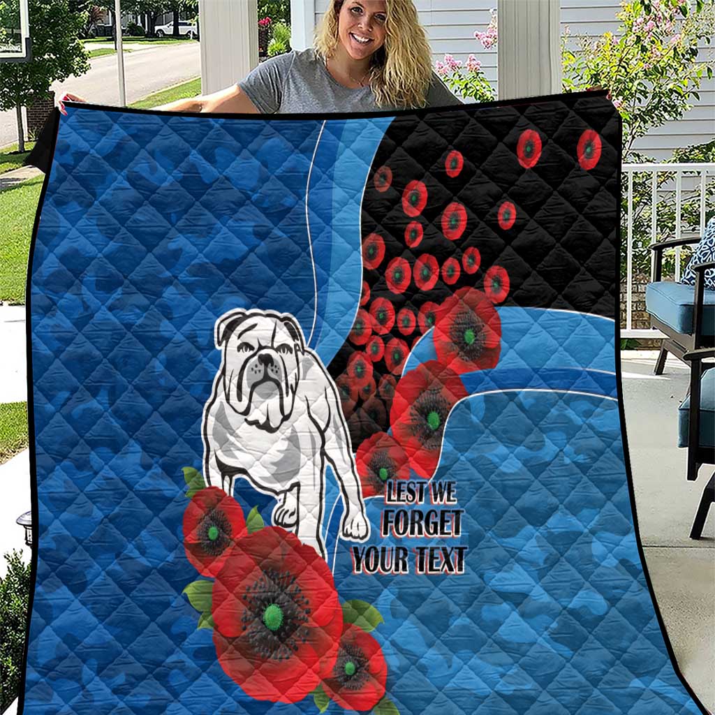 Canterbury-Bankstown Bulldogs ANZAC Personalised Quilt Lest We Forget Poppy Camo
