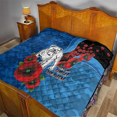 Canterbury-Bankstown Bulldogs ANZAC Personalised Quilt Lest We Forget Poppy Camo