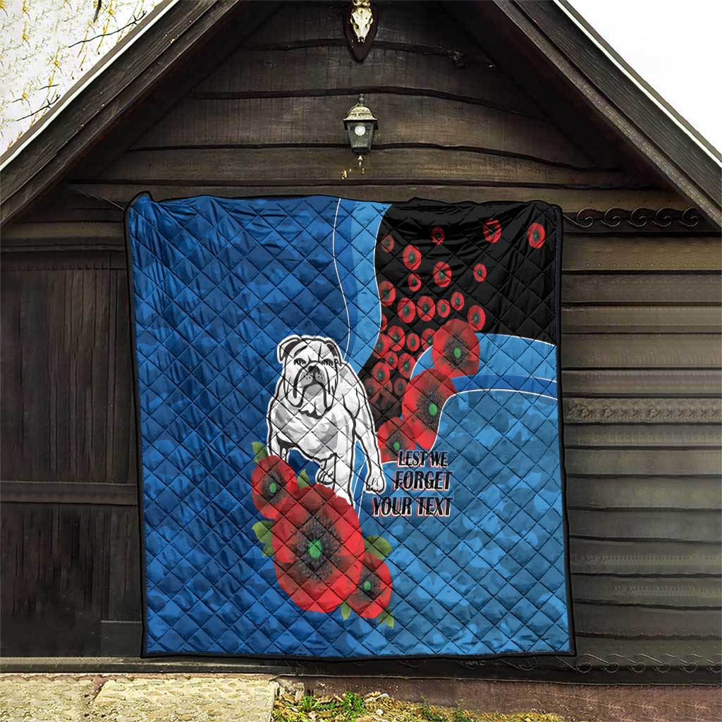Canterbury-Bankstown Bulldogs ANZAC Personalised Quilt Lest We Forget Poppy Camo