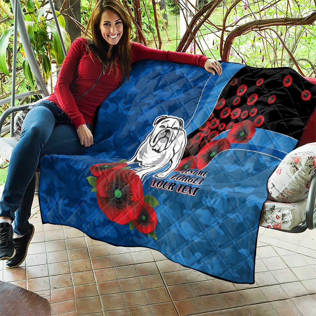 Canterbury-Bankstown Bulldogs ANZAC Personalised Quilt Lest We Forget Poppy Camo