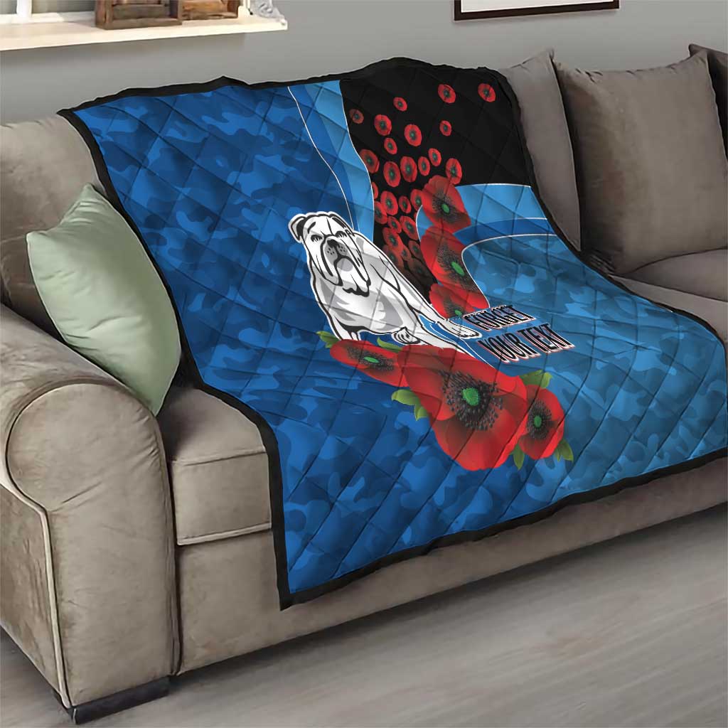 Canterbury-Bankstown Bulldogs ANZAC Personalised Quilt Lest We Forget Poppy Camo