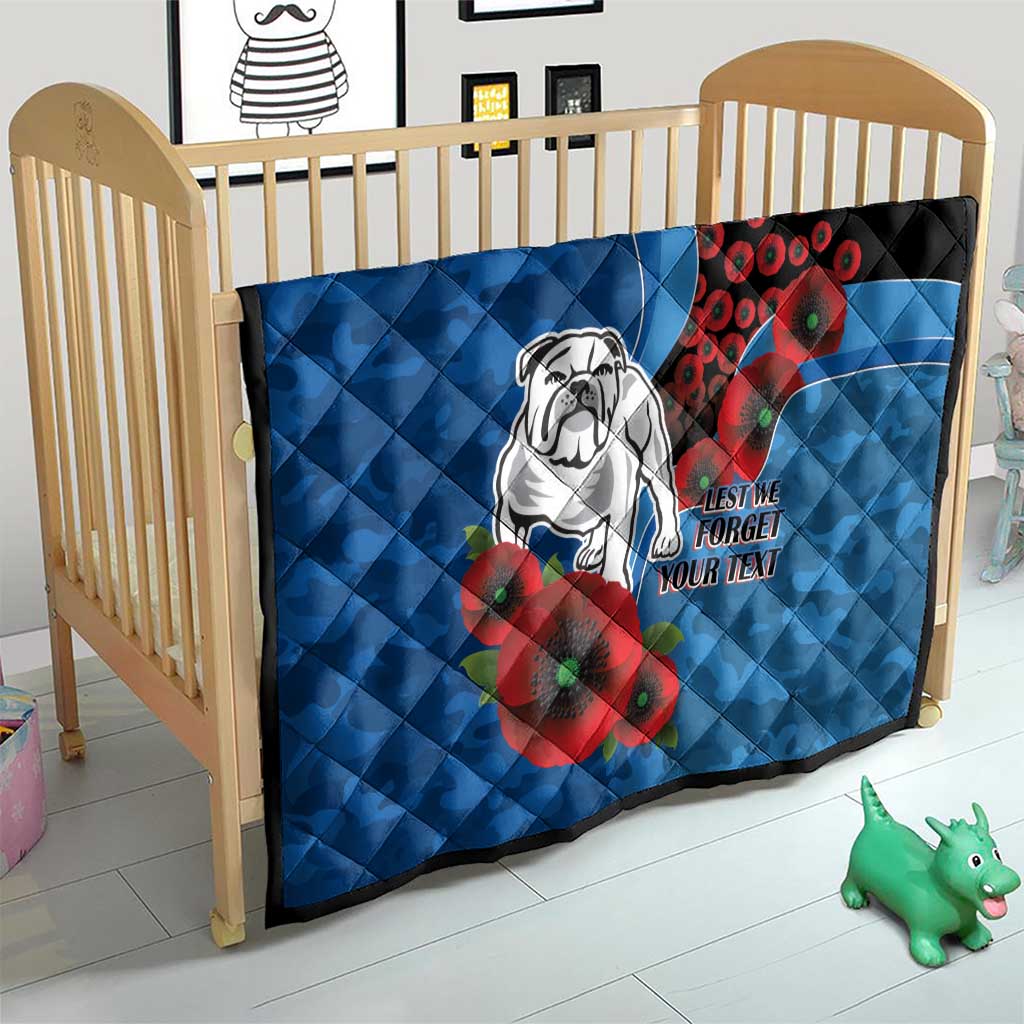 Canterbury-Bankstown Bulldogs ANZAC Personalised Quilt Lest We Forget Poppy Camo