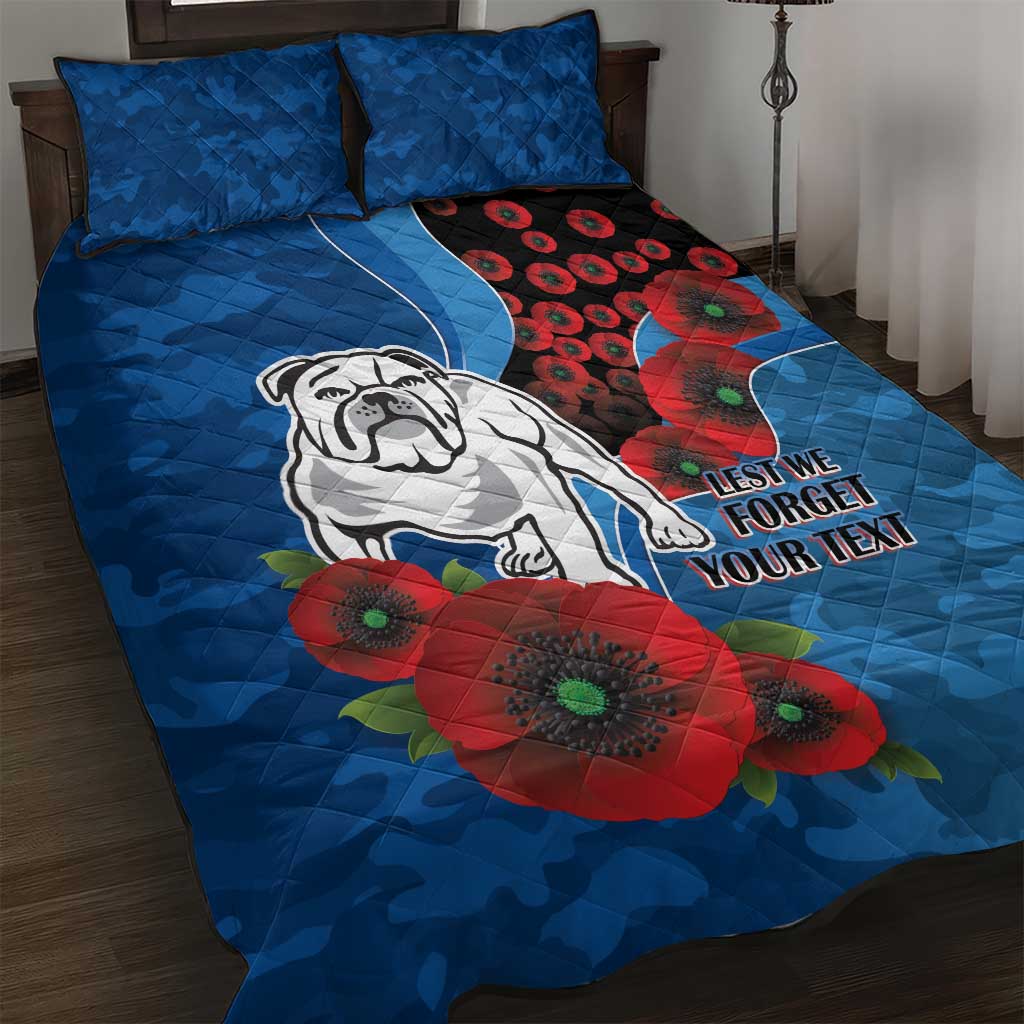 Canterbury-Bankstown Bulldogs ANZAC Personalised Quilt Bed Set Lest We Forget Poppy Camo