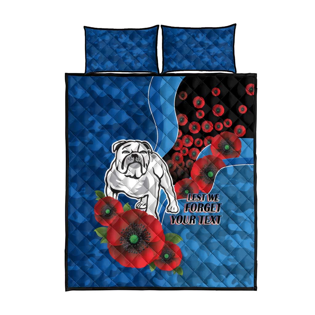 Canterbury-Bankstown Bulldogs ANZAC Personalised Quilt Bed Set Lest We Forget Poppy Camo