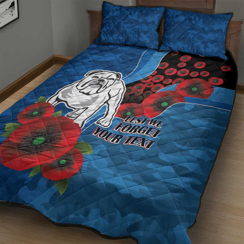 Canterbury-Bankstown Bulldogs ANZAC Personalised Quilt Bed Set Lest We Forget Poppy Camo