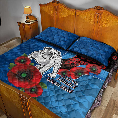 Canterbury-Bankstown Bulldogs ANZAC Personalised Quilt Bed Set Lest We Forget Poppy Camo