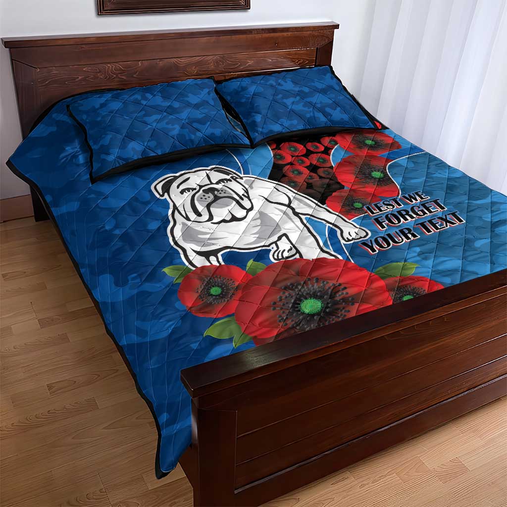 Canterbury-Bankstown Bulldogs ANZAC Personalised Quilt Bed Set Lest We Forget Poppy Camo